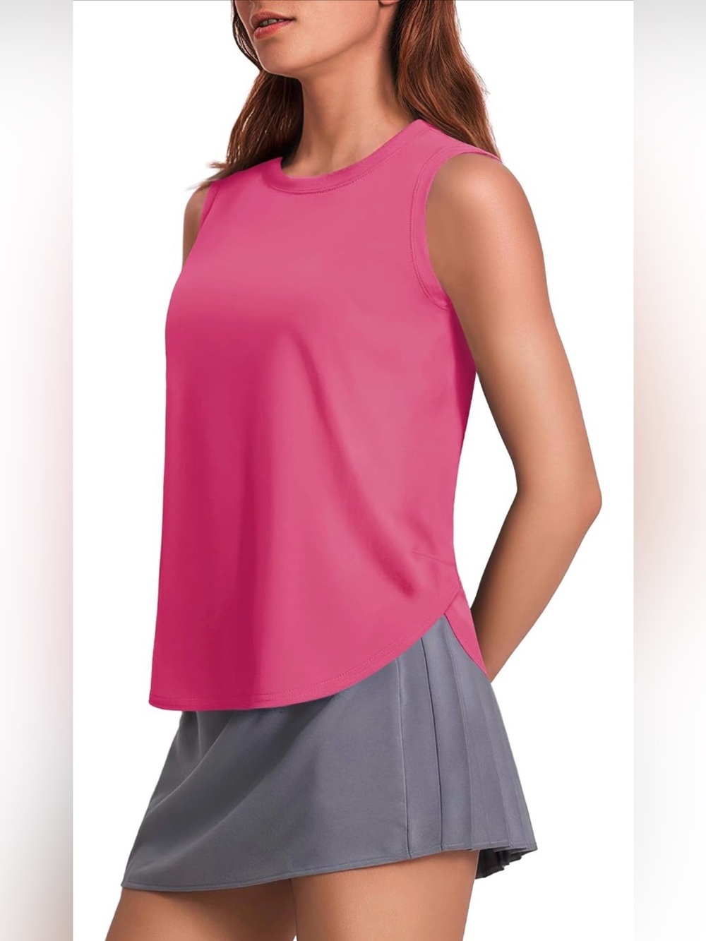 Women’s Sleeveless Crewneck Tank Top - Fuchsia Pink